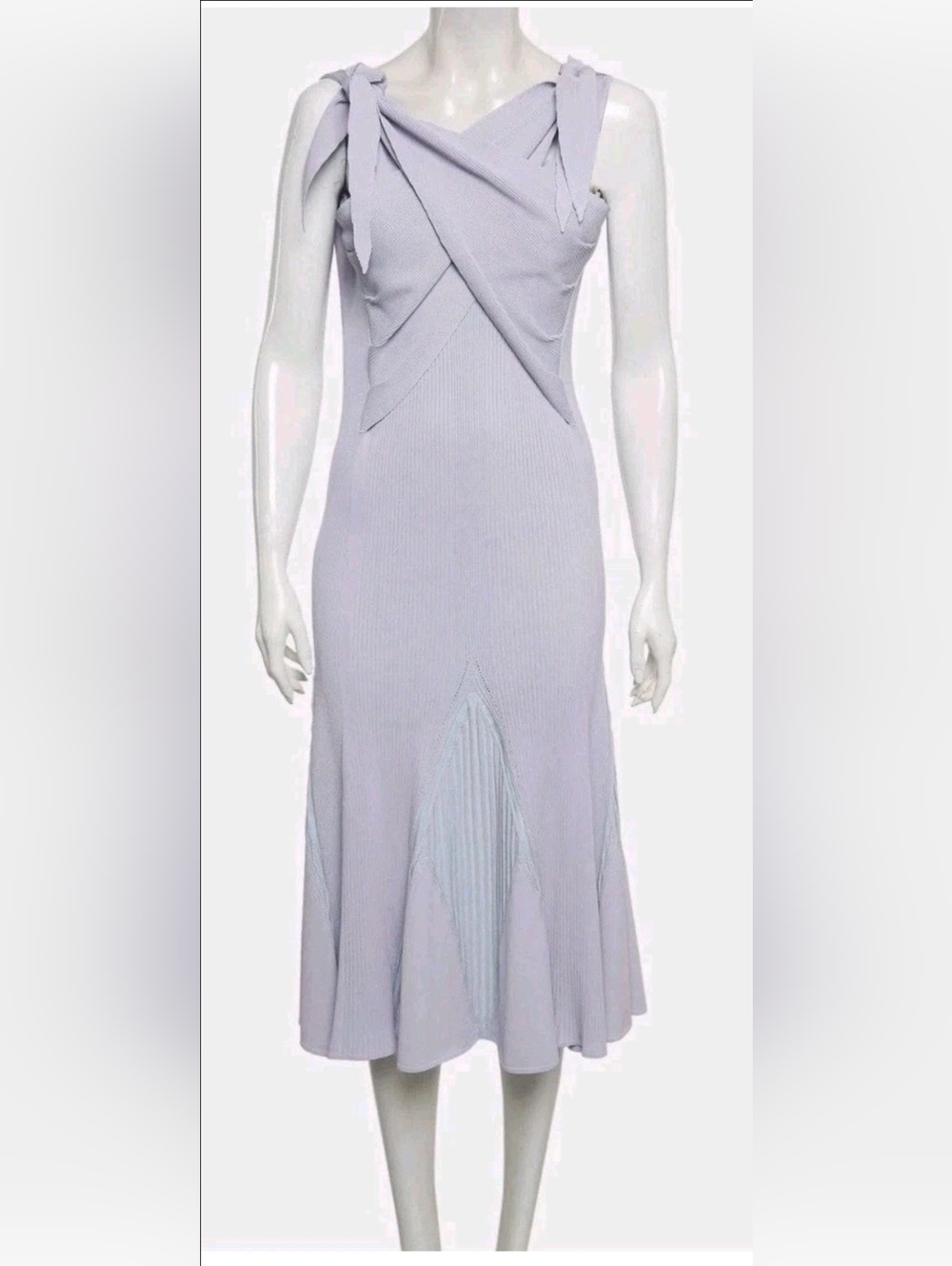 Roberto Cavalli Lavender Rib Knit Flared Midi Dress M (42)
